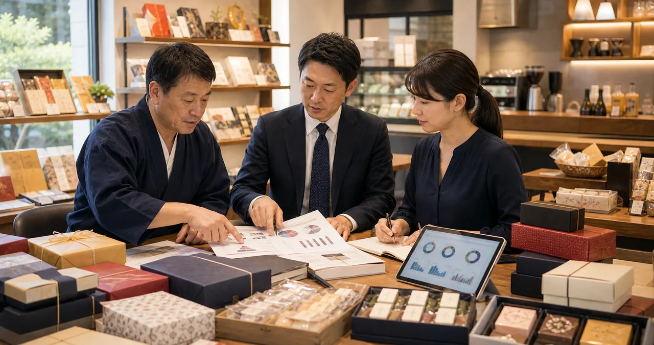 食品ギフトECと実店舗の承継を検討する様子